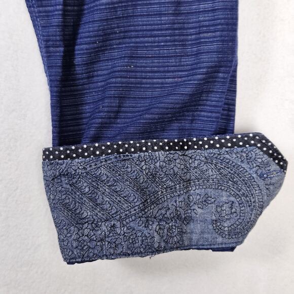 Robert Graham Men Flip Cuff Button-Up Shirt Stripe Flecked Cotton Paisley Blue M - Picture 4 of 16